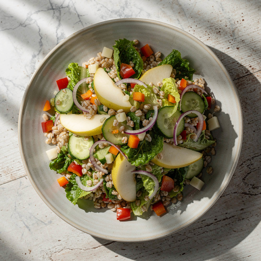 Chopped Barley Salad with Pears