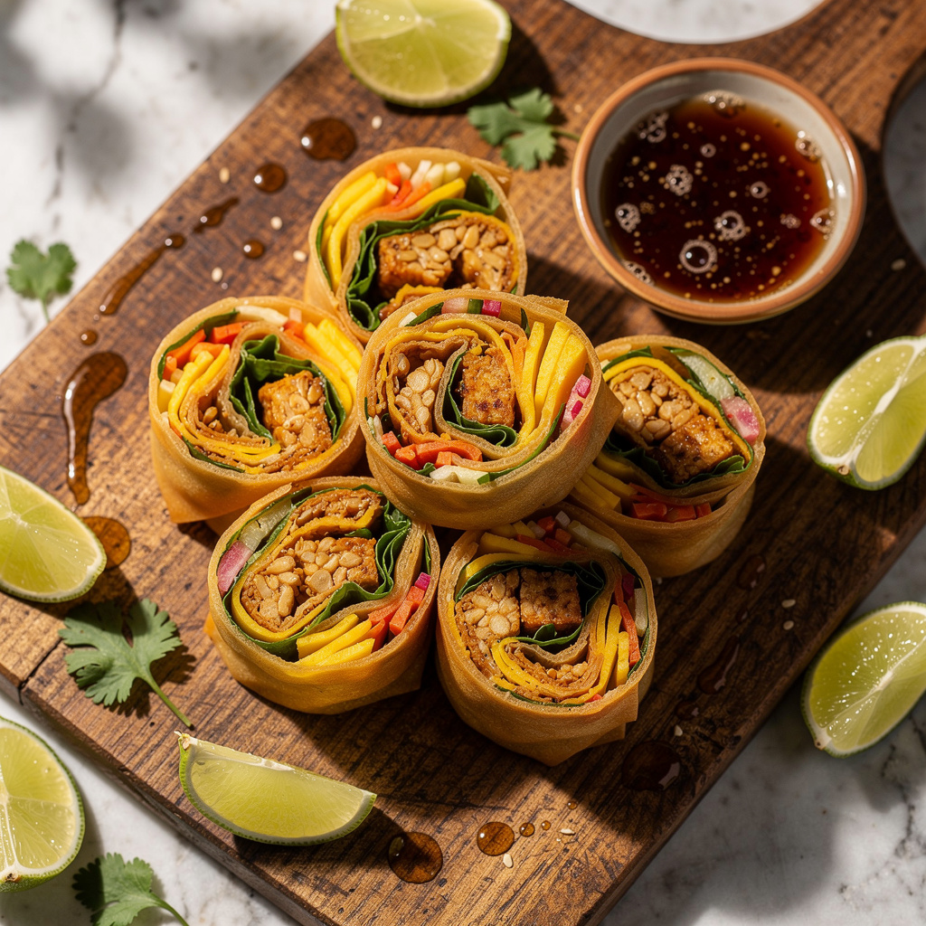 Spicy Tempeh Mango Spring Rolls
