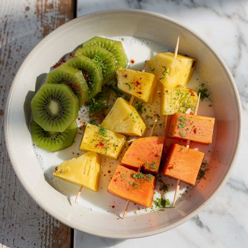 Thai Fruit Skewers with Coconut and Lime