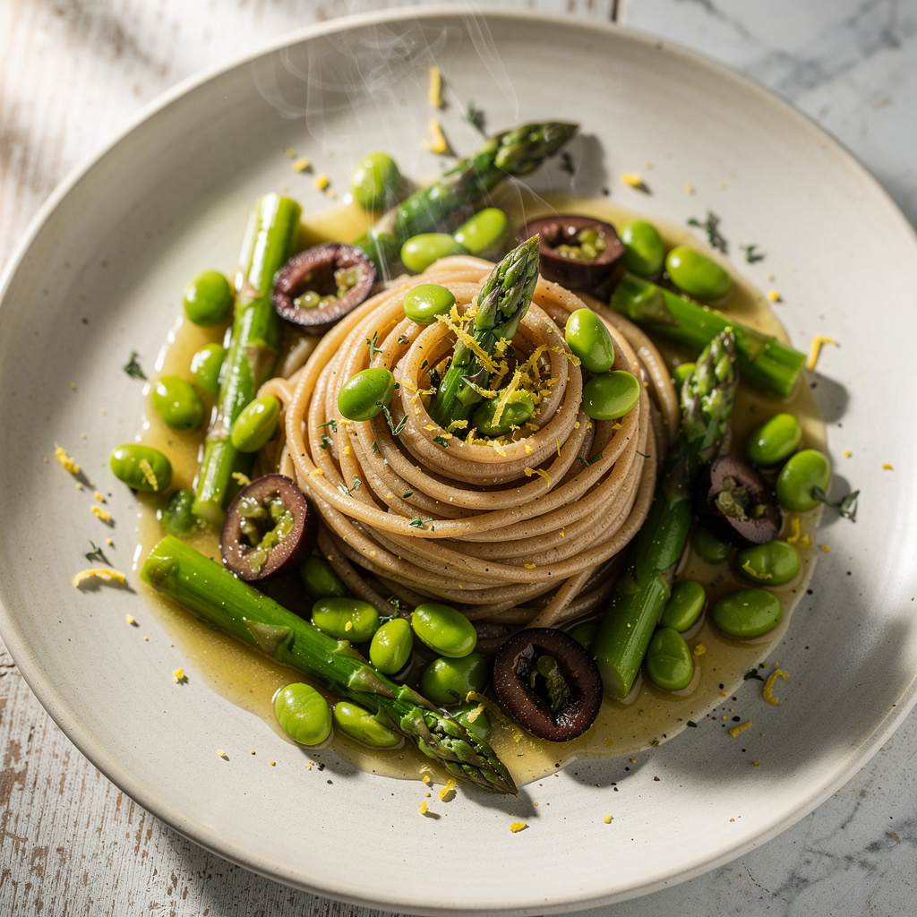 Lemony Asparagus Fettuccine