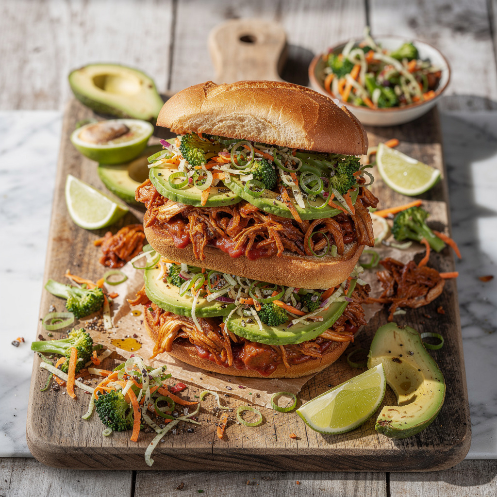 Jackfruit Barbecue Sandwiches with Broccoli Slaw