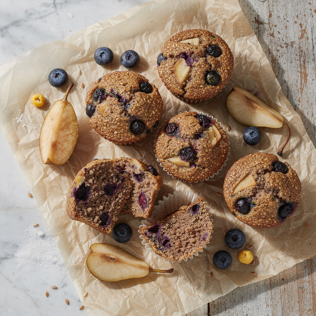 Blueberry Pear Buckwheat Muffins