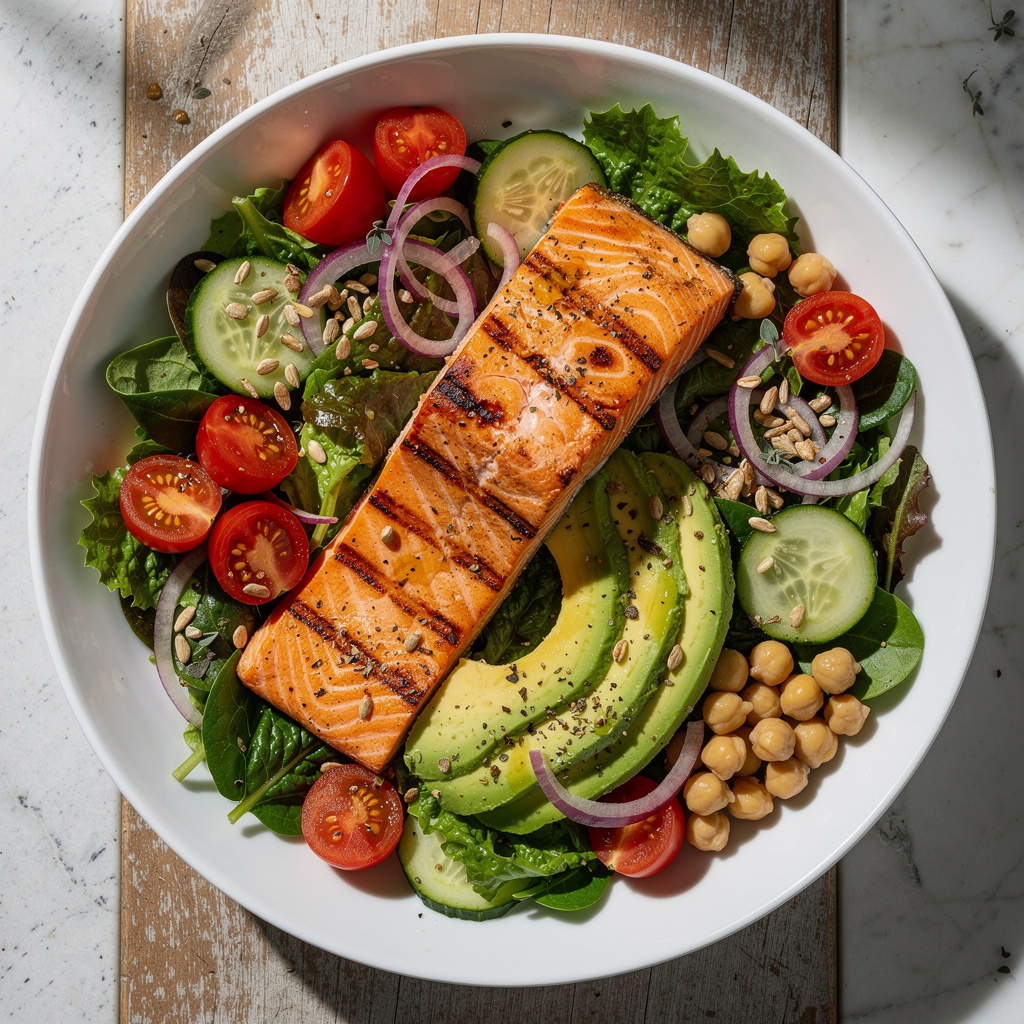 Mediterranean Grilled Salmon Salad