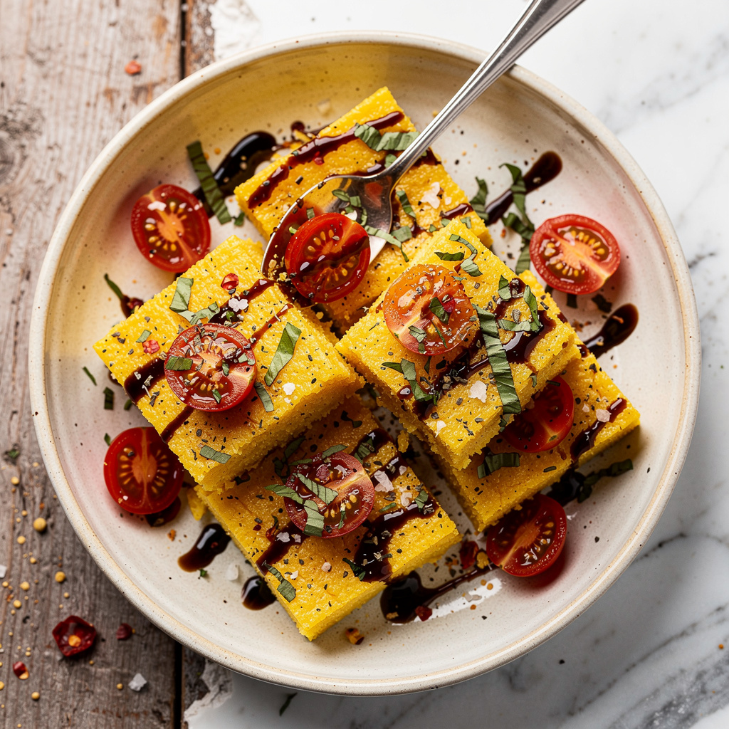 Tomato-Basil Polenta Squares