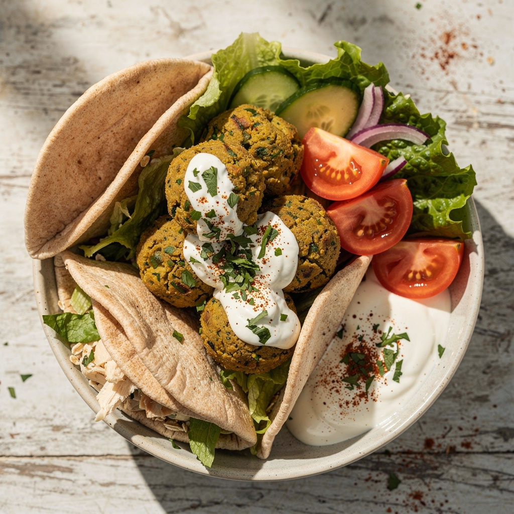 Falafel Gyro with Yogurt-Tahini Sauce
