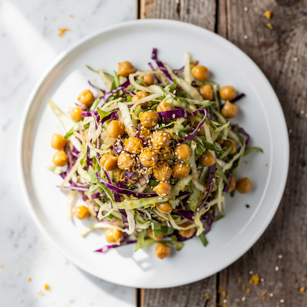 Ginger Sesame Chickpea Slaw