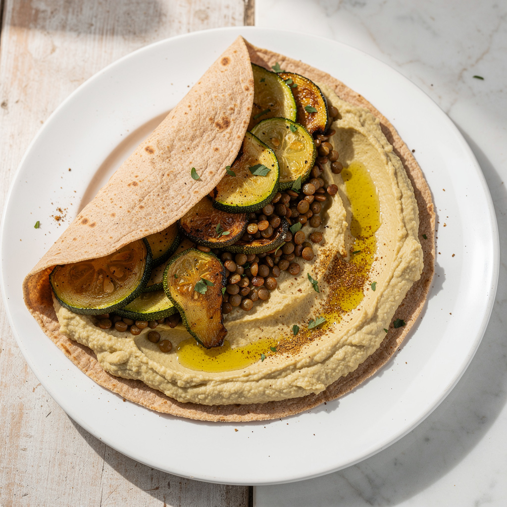 Zucchini Hummus & Lentil Tortilla