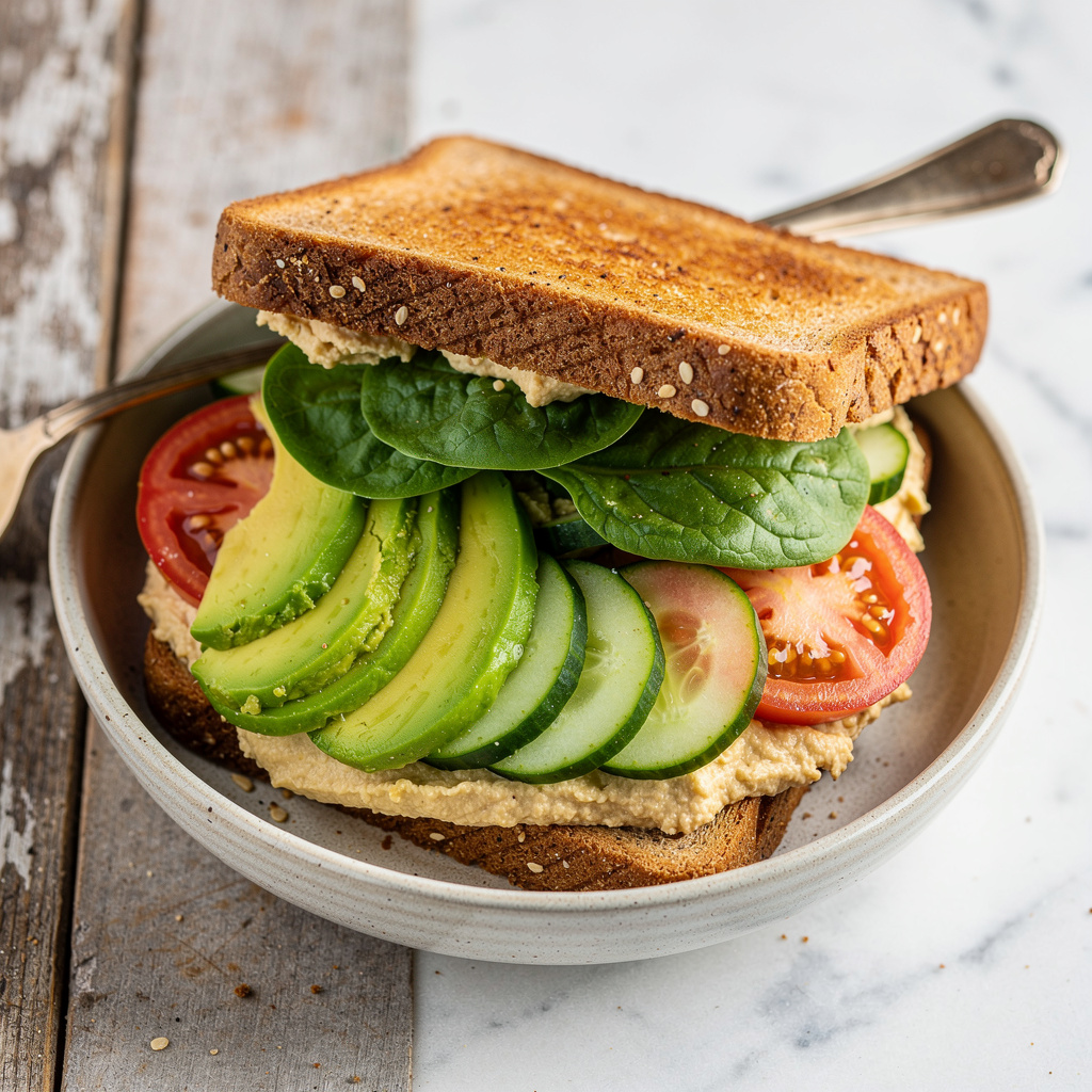Loaded Avocado & Hummus Veggie Sandwich