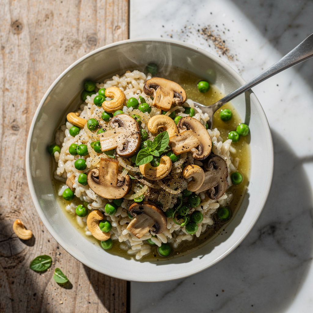 Mushroom and Green Pea Risotto