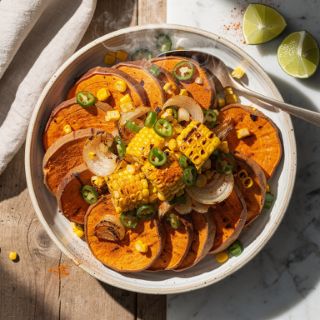 Sweet Potato Steaks with Grilled Salsa