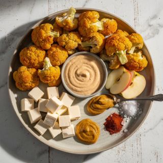 Air-Fried Cauliflower Poppers with Smoky Garlic Dipping Sauce