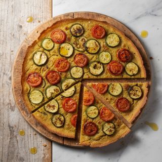 Socca Pizza with Roasted Veggies