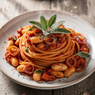 Spaghetti with White Beans and Shallot-Sage Marinara