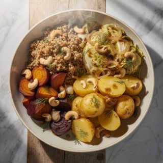 Kasha Pot with Potatoes, Cabbage, and Golden Beets