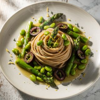 Lemony Asparagus Fettuccine