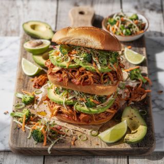 Jackfruit Barbecue Sandwiches with Broccoli Slaw