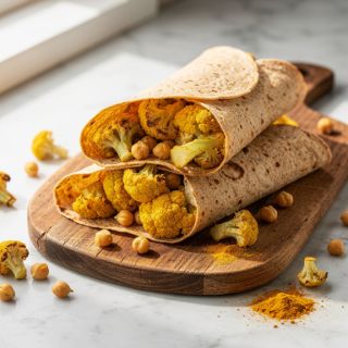 Curried Cauliflower Chickpea Wraps