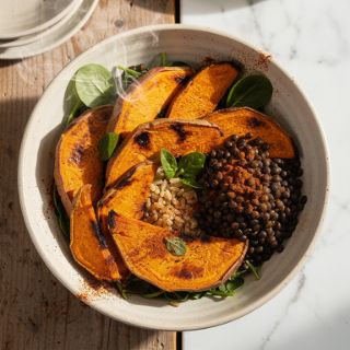 Smoky Sweet Potato & Black Lentil Bowl