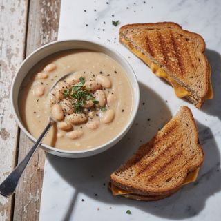 White Bean Soup & Grilled “Cheez”