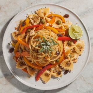 Sweet and Sour Peppers with Pasta Bows