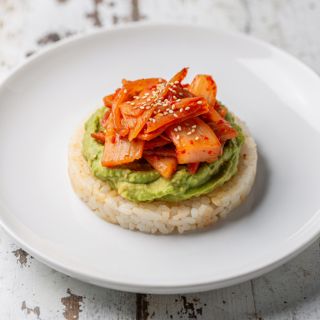 Avocado-Kimchi Rice Cakes