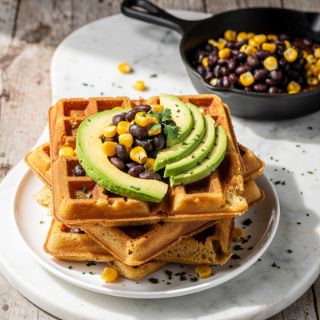 Tamales-Inspired Waffles with Black Bean Hash