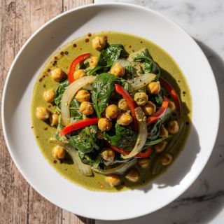 Thai Green Curry Chickpeas with Spinach