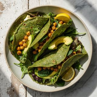 Chickpea Wraps with Homemade Spinach Tortillas