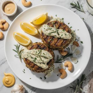 Grilled Mushroom Burgers with Tarragon Crema